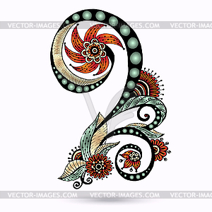 Henna Paisley Mehndi Doodles Design Element - vector image