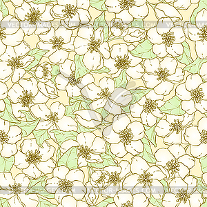 Seamless pattern with cherry blossom flowers - royalty-free vector clipart