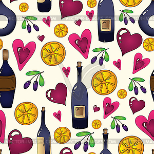 Wine seamless background  - color vector clipart