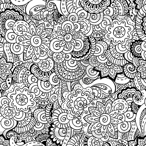 Seamless asian floral retro background pattern - vector clipart