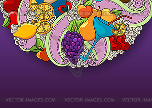 Wine and cocktail background. Holiday pattern - vector clip art