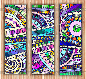 Set of abstract doodle tribal cards - royalty-free vector image