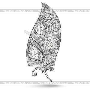 Ethnic doodle feather - vector image