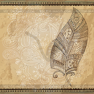 Artistically drawn, stylized, tribal graphic feathe - vector clipart / vector image