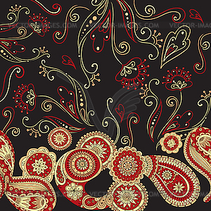 Henna paisley mehndi doodles asian design pattern - vector clip art