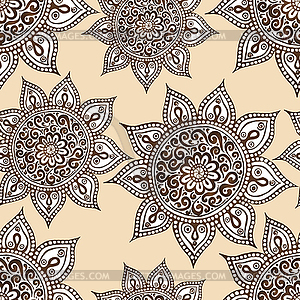 Ethnic seamless pattern with mandala and paisley - vector clipart