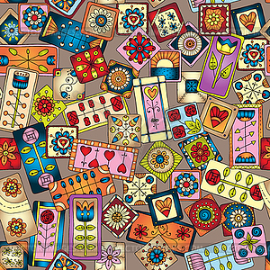 Geometric seamless patchwork style pattern - vector image