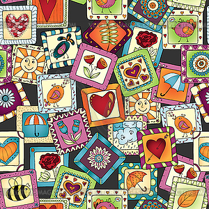 Geometric seamless patchwork style pattern - vector clipart