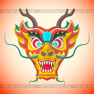 Flat style chinese red dragon mask - vector clip art