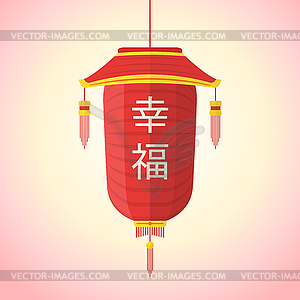 Плоский стиль китайский новый год красный фонарь - рисунок в векторе