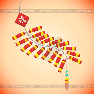 Flat style chinese new year firecrackers - vector clipart