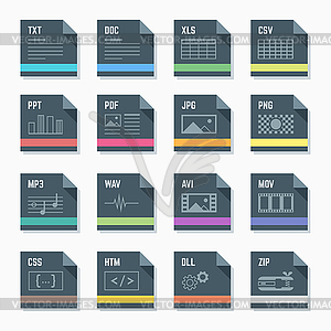 File formats icons set with s - vector image