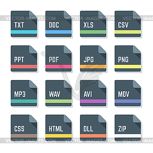 File formats minimal design icons set - vector clipart