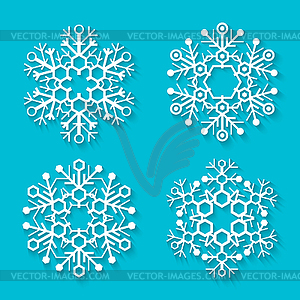 Flat white snowflakes set - vector clipart