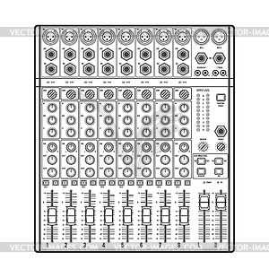 Outline eight channels professional studio sound - vector clipart / vector image