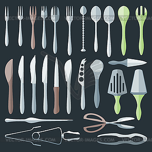 Flat color cutlery set - vector clipart