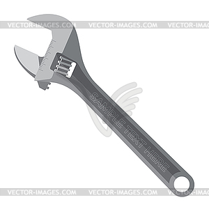 Flat design metal adjustable wrench - white & black vector clipart