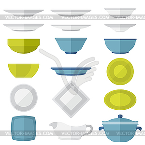 Flat design dinnerware set - vector clip art