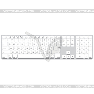 Long aluminum computer keyboard - vector clip art