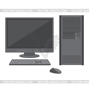 Desktop computer with lcd monitor keyboard and mouse - vector clip art