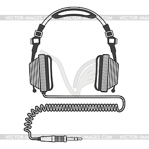 Outline Big Headphones - white & black vector clipart