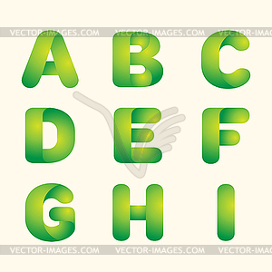 Green leaves eco font - vector clip art
