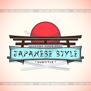 Japan style banner with catanas - vector clipart