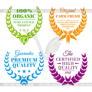 Set of color wreath labels - vector EPS clipart