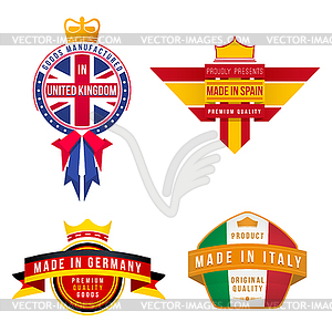 Set of made in united kingdom germany spain italy - vector image