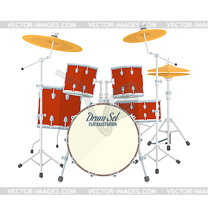 Color flat style drum set - vector clipart