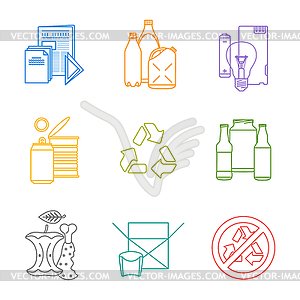 Colored groups outline various garbage separate - vector clipart / vector image