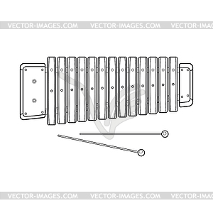 Темно-контур дерева ксилофон - векторное изображение клипарта