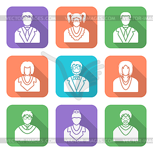 Various white color flat design people in glasses - vector clip art