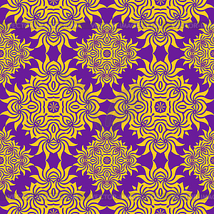 Абстрактный оранжевый фиолетовый Ретро цветочные бесшовные узор - иллюстрация в векторе