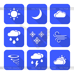 Flat style solid white color weather forecast - vector image