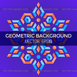 Abstract geometric blue orange red jewels star - vector image