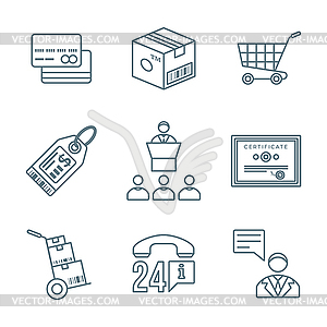 Various dark color outline business distribution - vector image