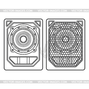 Professional concert tour array subwoofer speakers - stock vector clipart