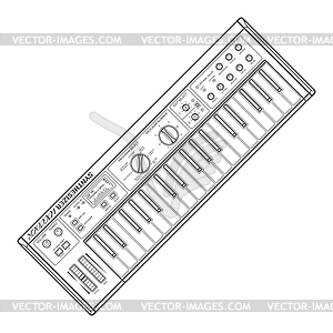 Dark monochrome contour piano roll synthesizer - royalty-free vector clipart