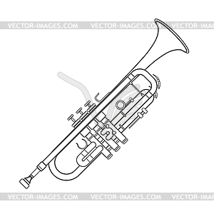 Темно-контур монохромный труба духовой инструмент - стоковое векторное изображение