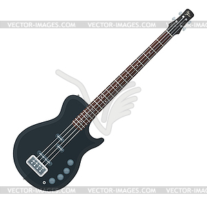 Flat style black electric bass guitar - vector clip art