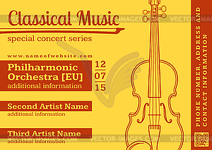 Classical music concert violin horizontal music - vector image