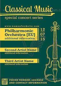 Classical music concert violin vertical music - vector clipart