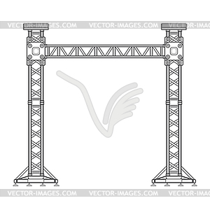 Dark contour truss tower lift construction - white & black vector clipart