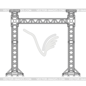 Темно-контур фермы строительство башни лифт - черно-белый векторный клипарт