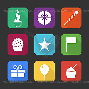 Birthday party icons set - vector image