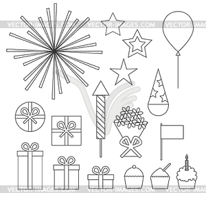 Установить День Рождения иконки - изображение в формате EPS