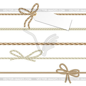 Коллекция лент АХД луки веревкой стиле - векторное изображение клипарта
