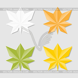 Leaves in origami style - vector image