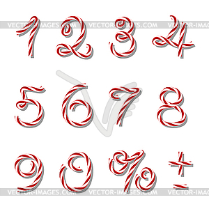 Numbers set in twine style - color vector clipart